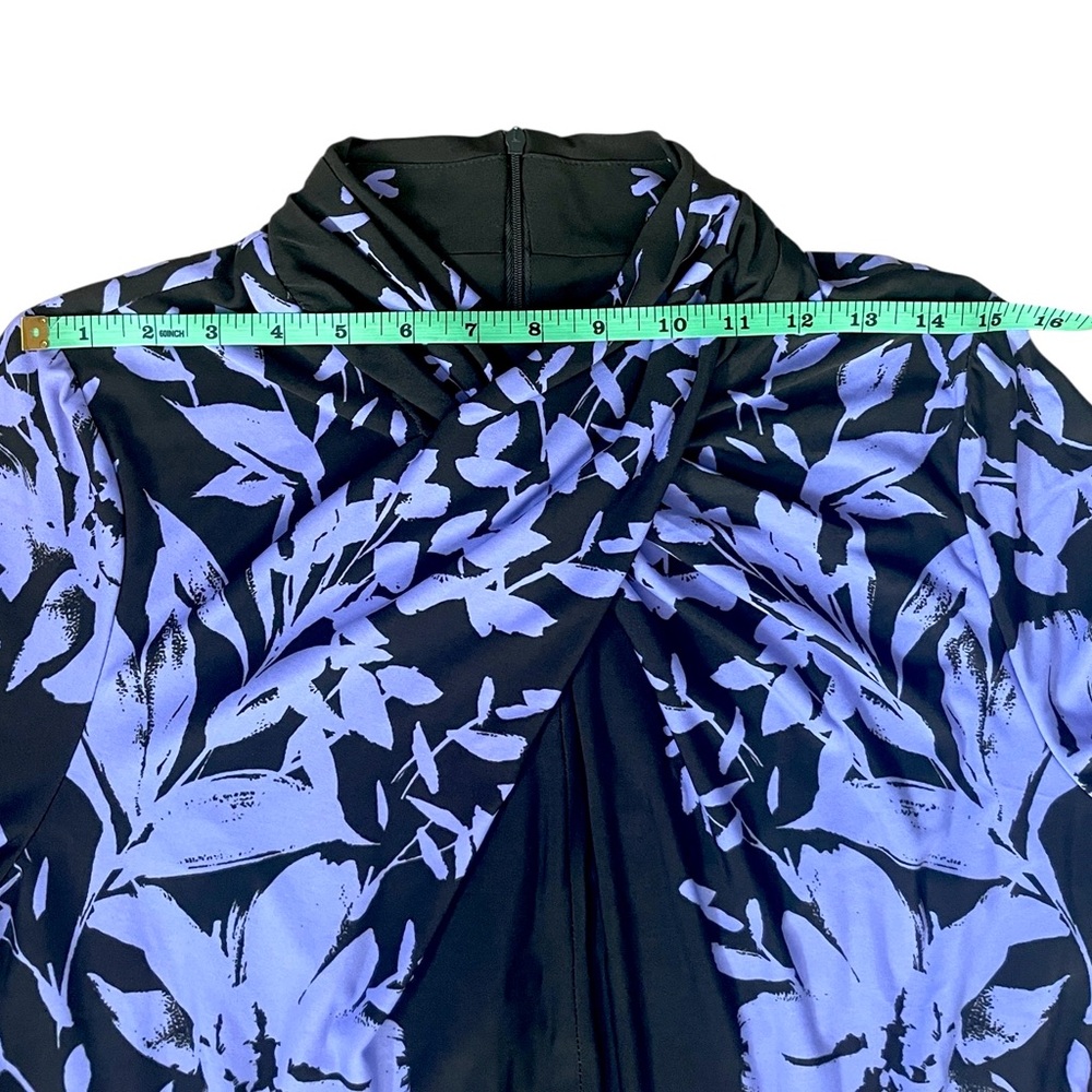 NEW Maggie London Elegant Purple Brown Long Sleeve High Neck Floral Dress 14 - Picture 8 of 11